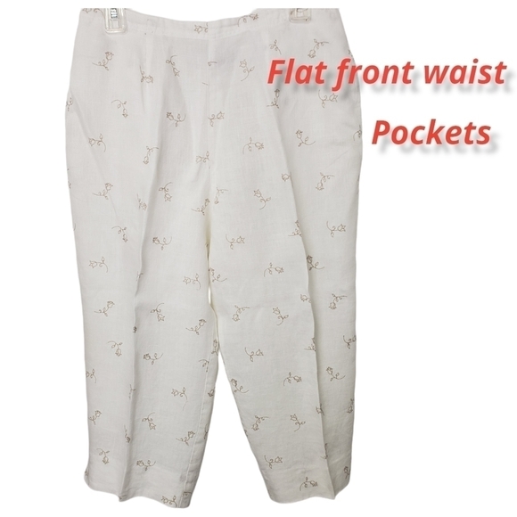 Studio Works Linen Capri Pant and Shirt Set PL Ivory and Taupe EUC - Picture 4 of 16